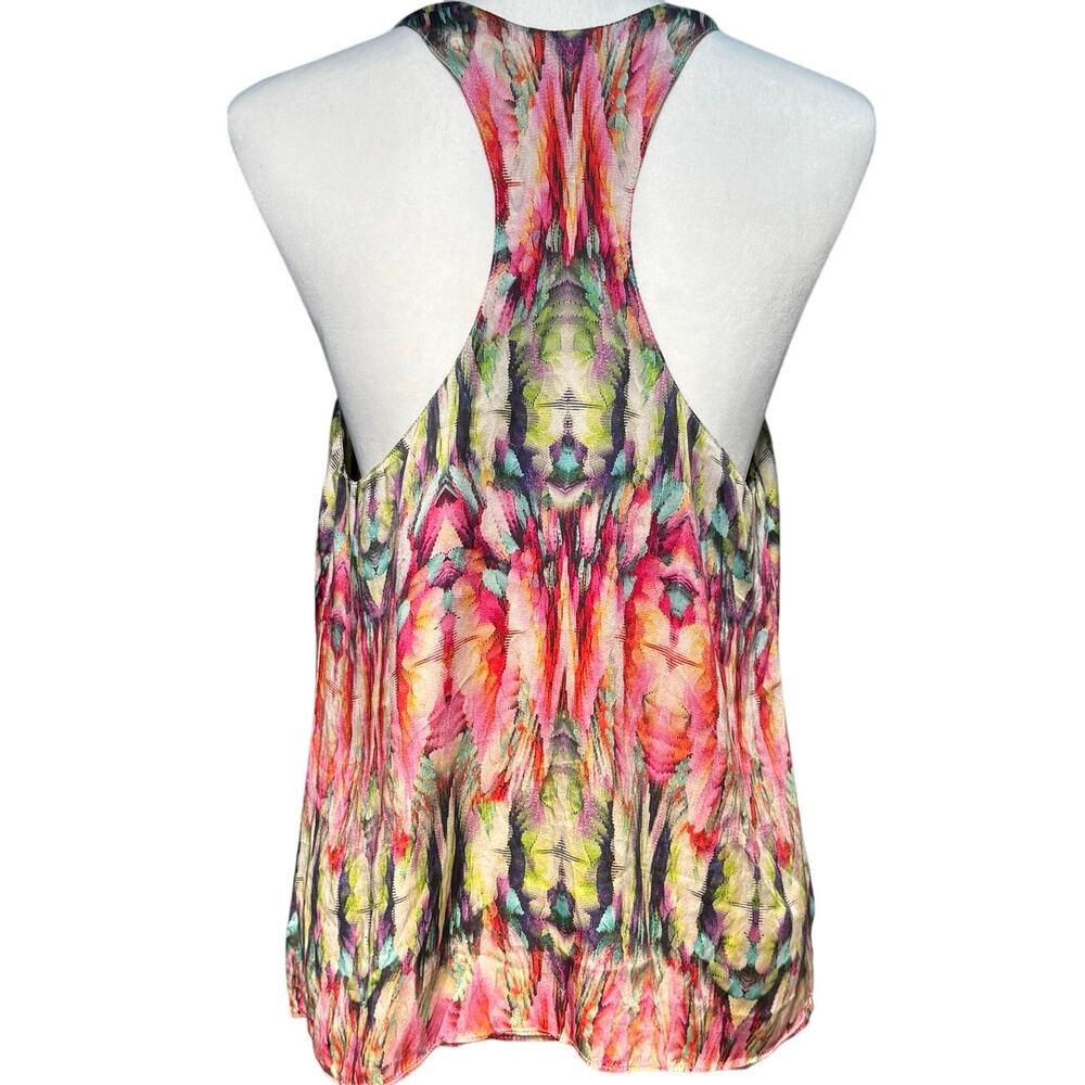 Alexis Olivia Racer Back Silk Flowy Drapy Tank Women L Tie Dye Pink Green Purple - Picture 4 of 8